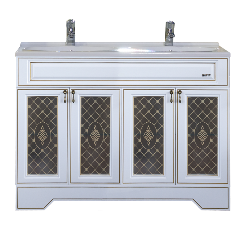 картинка Тумба Ницца 120 прямая белая патина стекло ум. Step 120 D Misty 