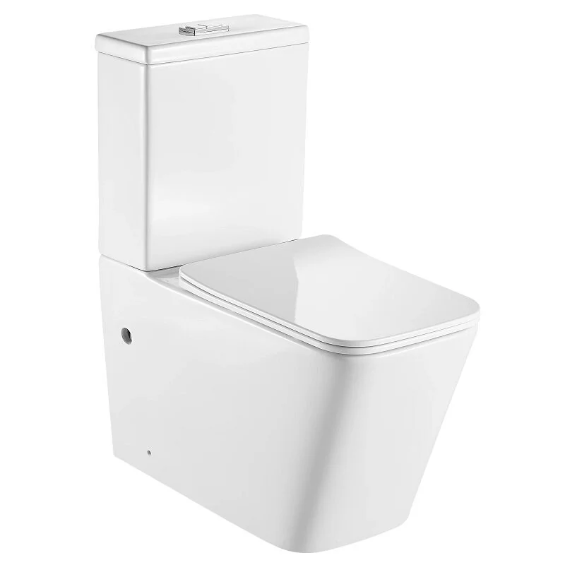 картинка Унитаз Kvadro Rimless напольный с бачком сиденье ДП с микролифтом и армат. HTD Hansman 