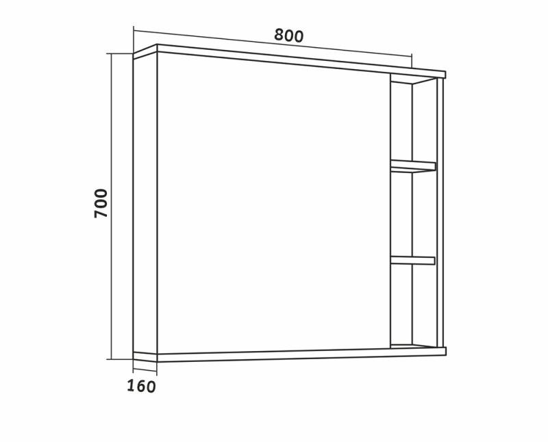 картинка Шкаф-зеркало Форта 80 универсальный дуб галифакс Grossman 