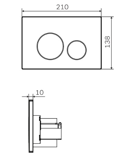 картинка Клавиша для инсталляции пневматическая, пластик, черный матовый I049038 L/AMPM 