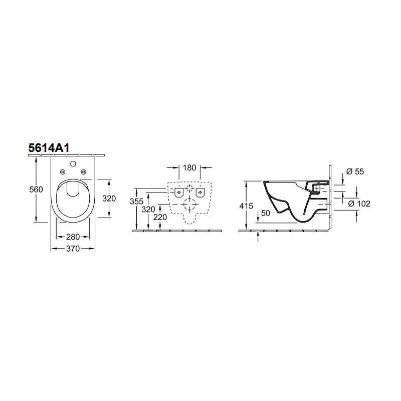 картинка Унитаз подвесной безобод, горизонт. выпуск, Альпийский белый 5614A101+Cиденье 9M78S101 Villeroy&Boch 