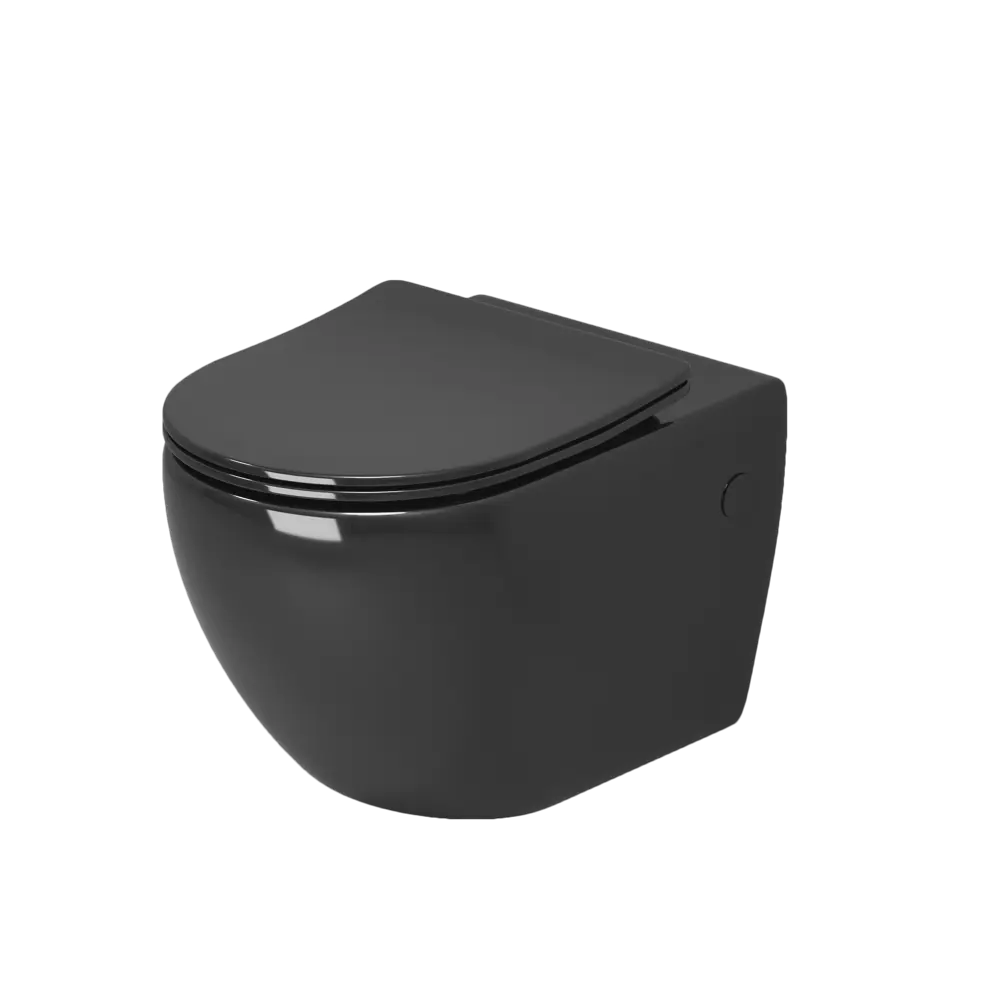 картинка Унитаз подвесной Color GR-4411BS черный безободковый с тонкой крышкой Grossman 