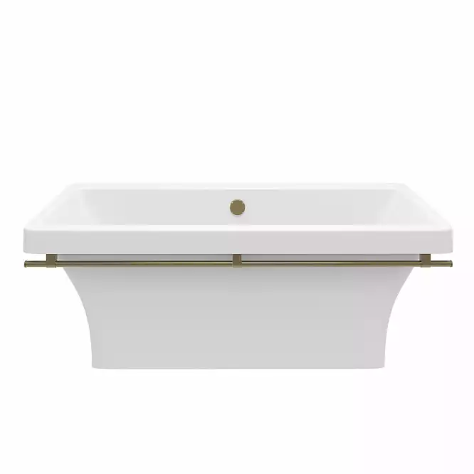 картинка Ванна Crete 179*79*63,5 каменная белая черный полотенцедержатель AQUA DE MARCO 