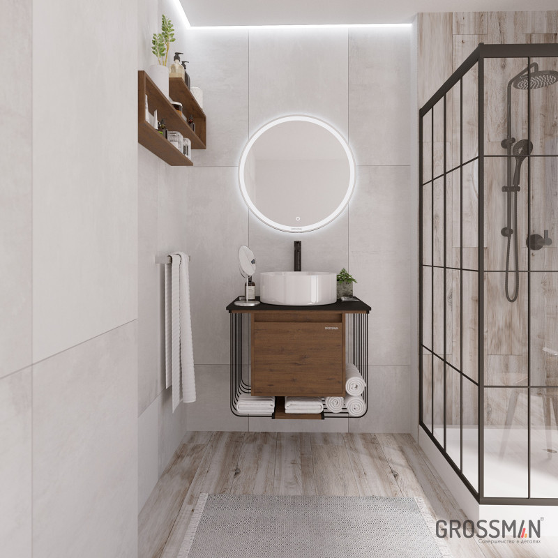 картинка Тумба подвесная Винтаж 70 с 1-м ящ. веллингтон металл золото Grossman 