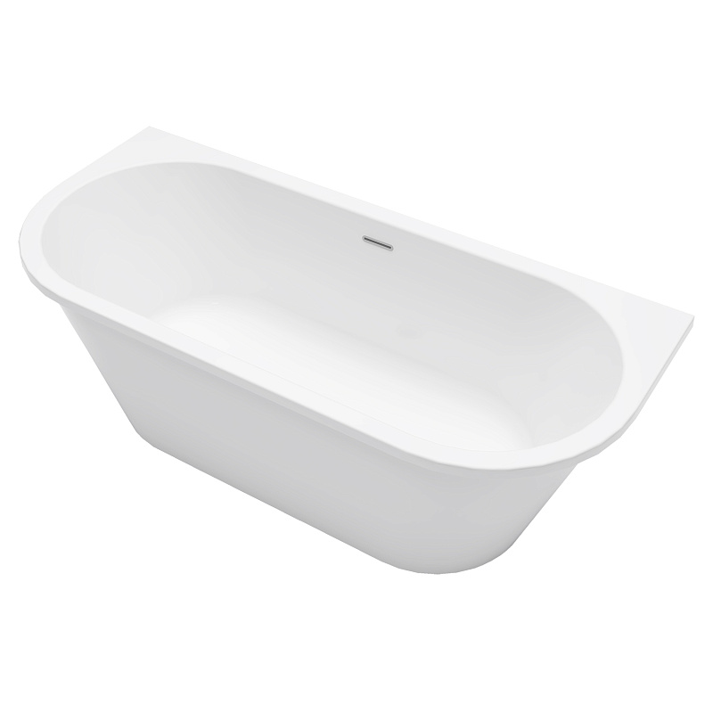 картинка Ванна Elcon 180*75*58 акриловая пристенная с сифоном и метал. рамой белая Azario 