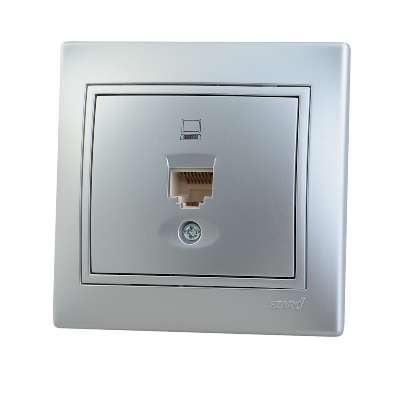 картинка Розетка комп 1-м RJ-45 метал-серебро СП Мира 701 1010 139 