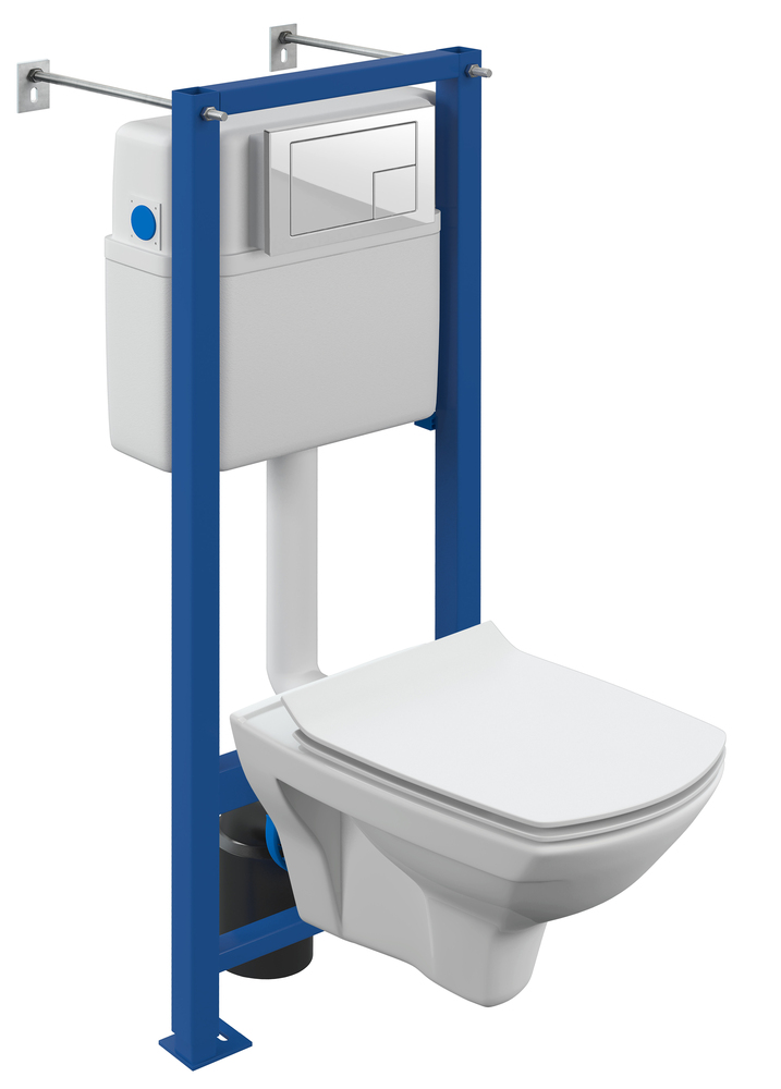 картинка Комплект Carina XL CO DPL EO slim инсталляция VECTOR кнопка пластик белый Cersanit 