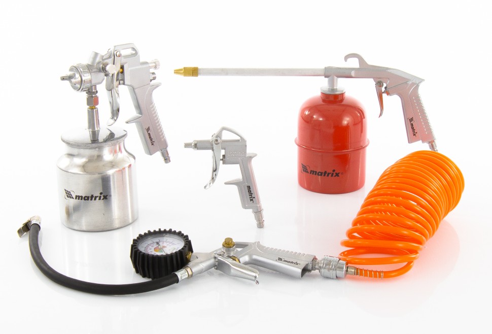 картинка Набор пневмоинструмента быстросъемное соед. краскорасп. с нижним бачком Matrix 57302 