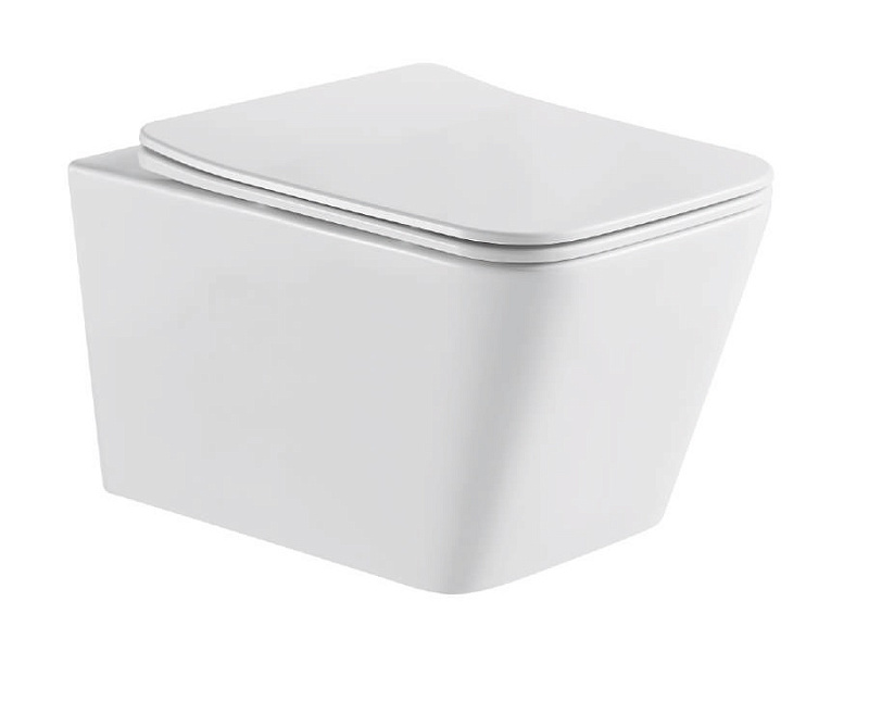 картинка Унитаз подвесной К633BM черный матовый безободковый сиденье тонкое ДП крепления Eva Gold 