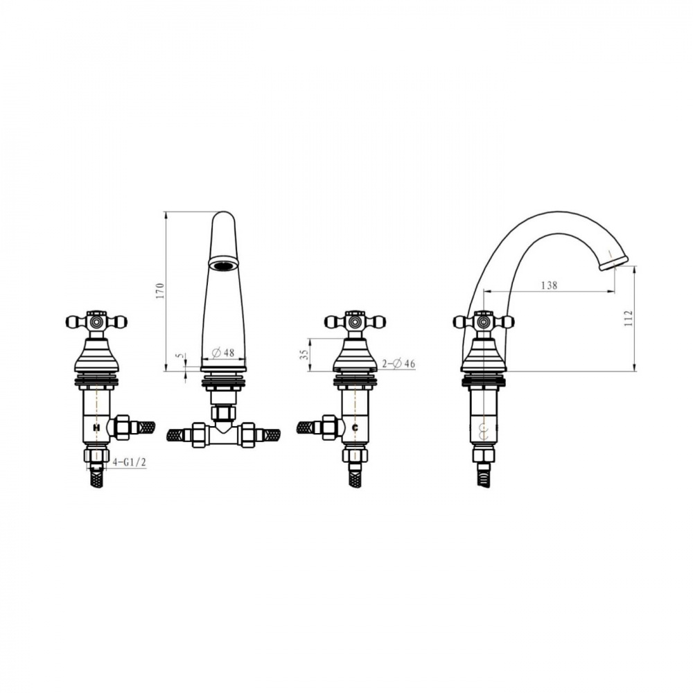 картинка Смеситель для умывальника Crystal 317-CRST бронза Boheme 