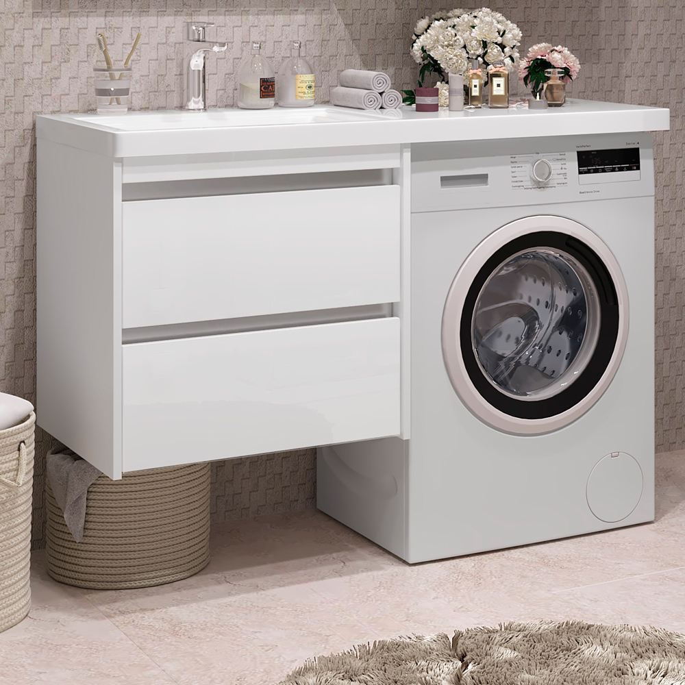 картинка Тумба Фреш 56 цвет белый/белый белое стекло ум. Эстет Даллас 120 правая (Клио 56) Smile Opadiris 