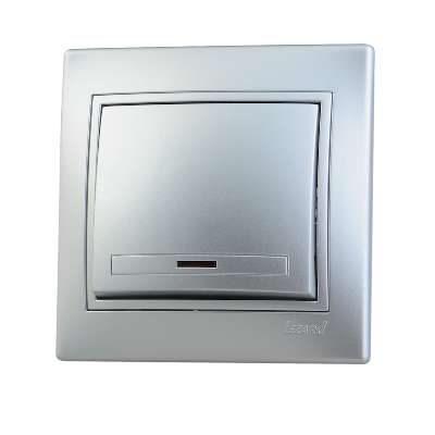 картинка Выключатель 1кл Мира с индикатором металл-серебро 701 1010 111 