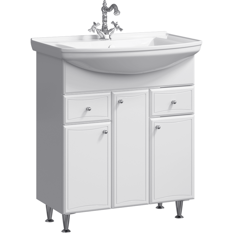 картинка Тумба Барселона с ум. Стиль 850 на ножках с двумя ящиками и корзиной, BA0108K, TM Aqwella 