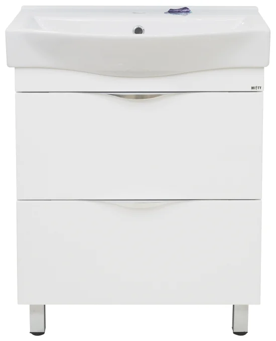 картинка Тумба Орион 65 напольная белая с 2 ящ ум. Беверли 65 Misty 