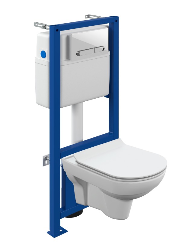 картинка Комплект CITY CO DPL EO slim ин-ция LINK PRO кнопка Estetica пластик белый с рамкой хром Cersanit 