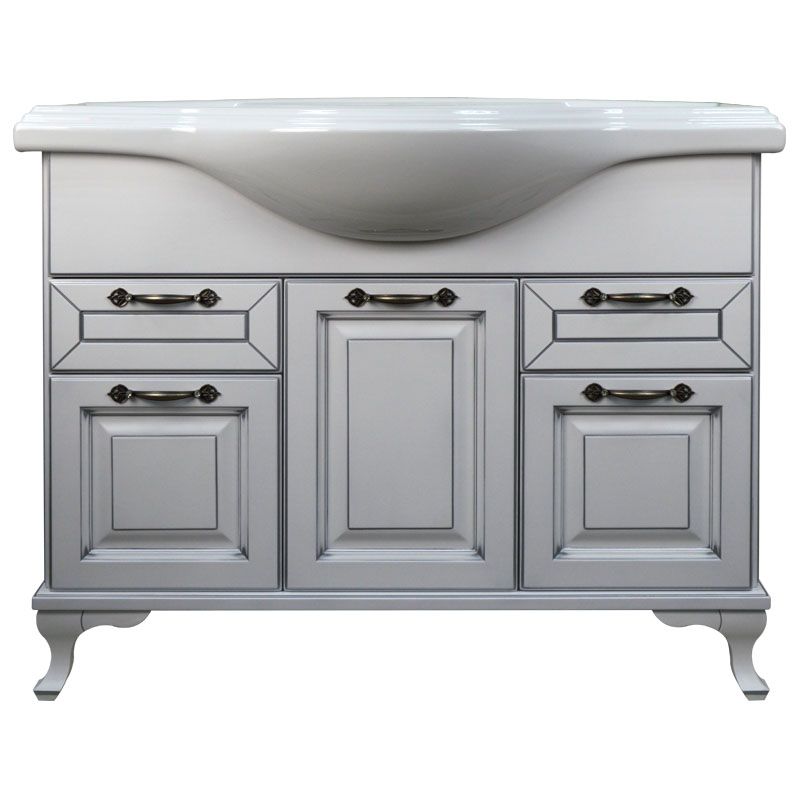 картинка Тумба Пандора 1050 белое серебро массив Бук с раковиной Classic 105 Кировит Loranto 