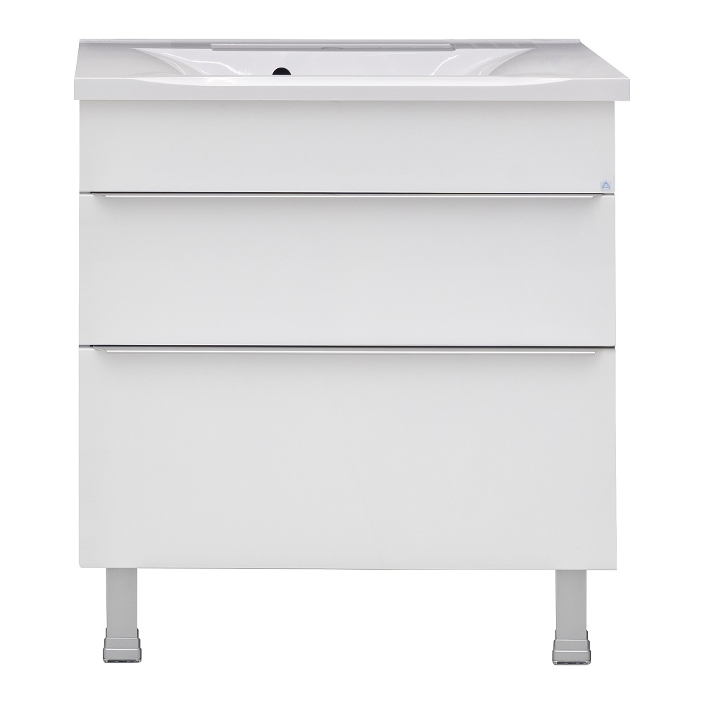 картинка Тумба Аксиома 80 2 ящ. напольная белый глянец без ум. 2080WGAXI/F AQUA DE MARCO 