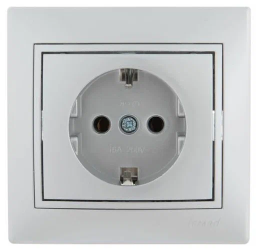 картинка Розетка 1-м с/з керам метал-серебро СП Мира 701 1010 122 