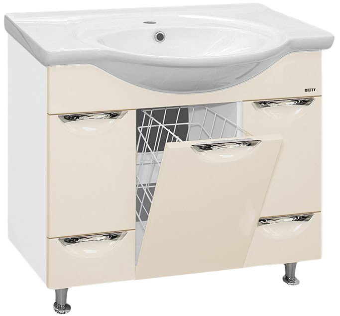 картинка Тумба Жасмин 86 2-ящ с корзиной бежевая эмаль ум. Best-85 Misty 