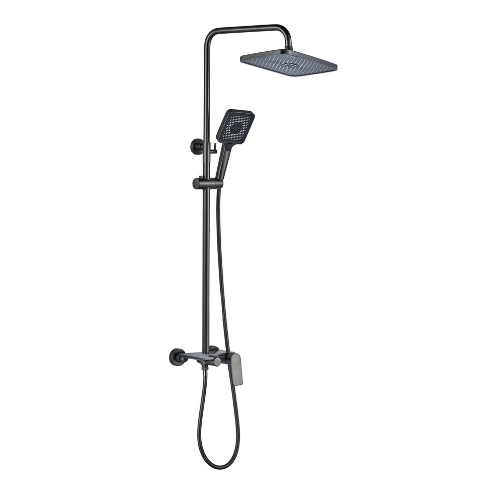 картинка Душевая стойка со смесителем латунь оружейная сталь FS12GR-PVD Eva Gold 