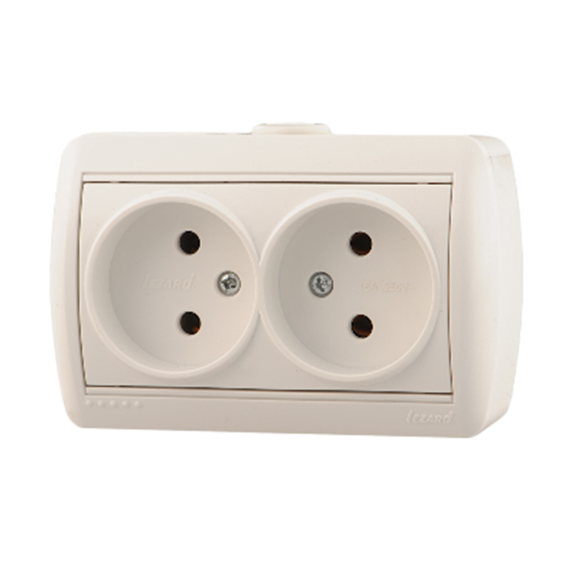 картинка Розетка 2-м накладная б/з керам белая Ната 710 0200 128 