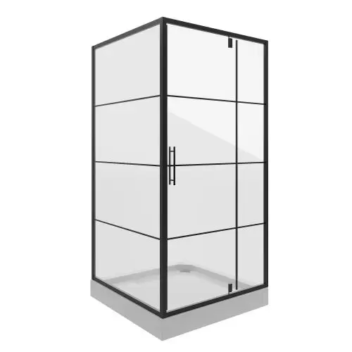 картинка Душ. ограждение NG-0200-08 Black (1000*1000*1900) квад дверь распаш 1 место Niagara 