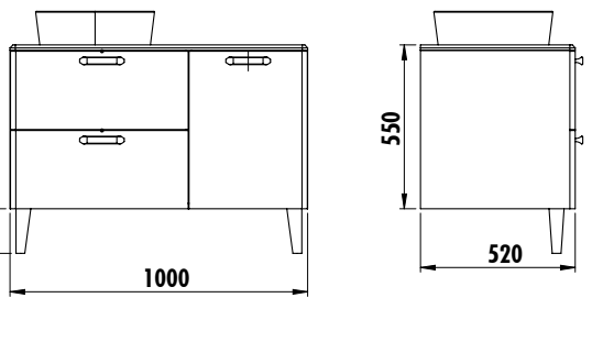 картинка Комплект нижний модуль с раковиной Patara PT0100.42.MBY+LP140 +Зеркало PT4085.01.MBY Creavit 