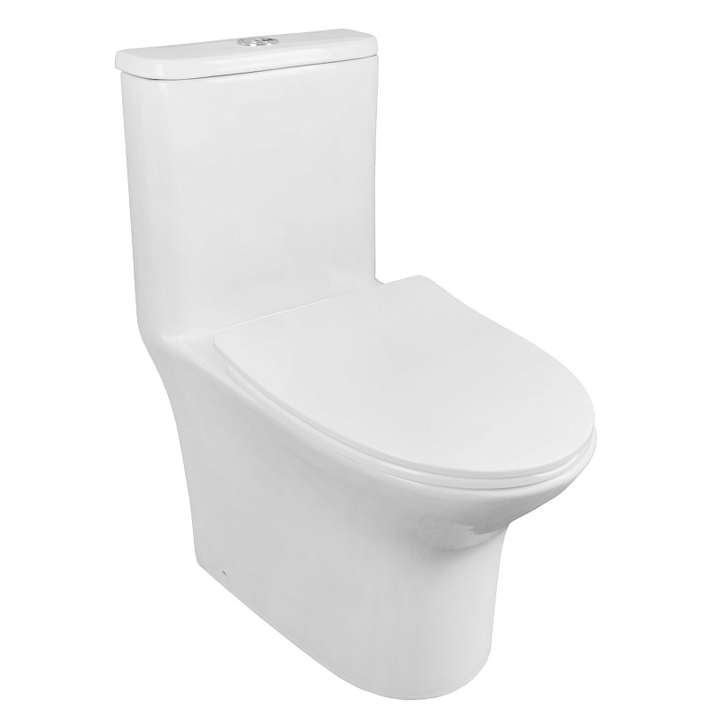 картинка Унитаз-моноблок Sente AZ-8614B напольный безободковый с сиденьем дюропласт микролифт Azario 