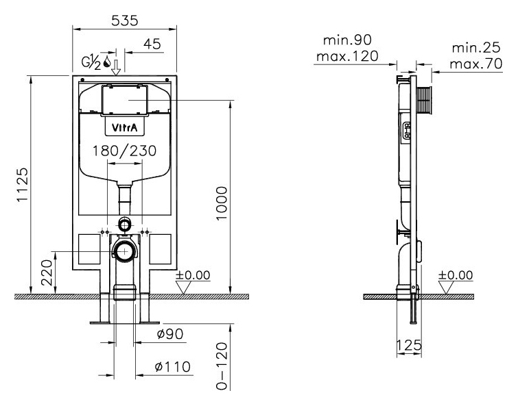 картинка Унитаз-Инстал+кнопка мат хром подвесной Normus 9773B003-7203 Vitra, Ограниченно годен 
