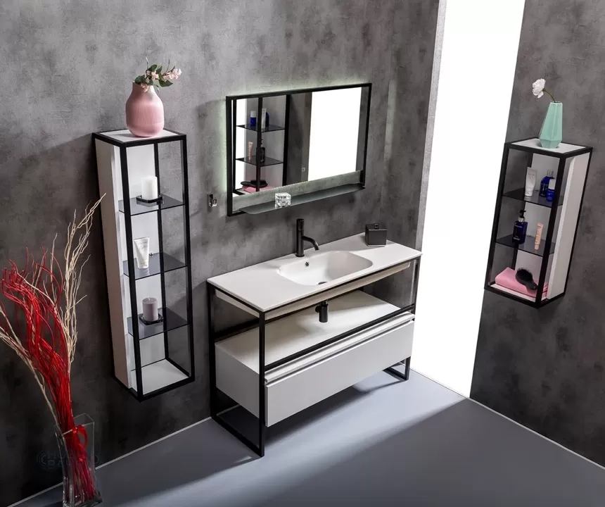 картинка Столешница моноблок Vallessi 120 глянец белая керамика 838-120-WG Boheme 