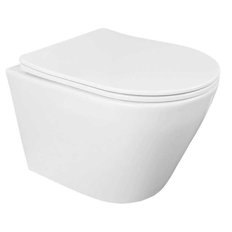 картинка Унитаз Krosa подвесной безободковый с системой смыва Tornado с быстр. сид. микр., дюропласт Loranto 