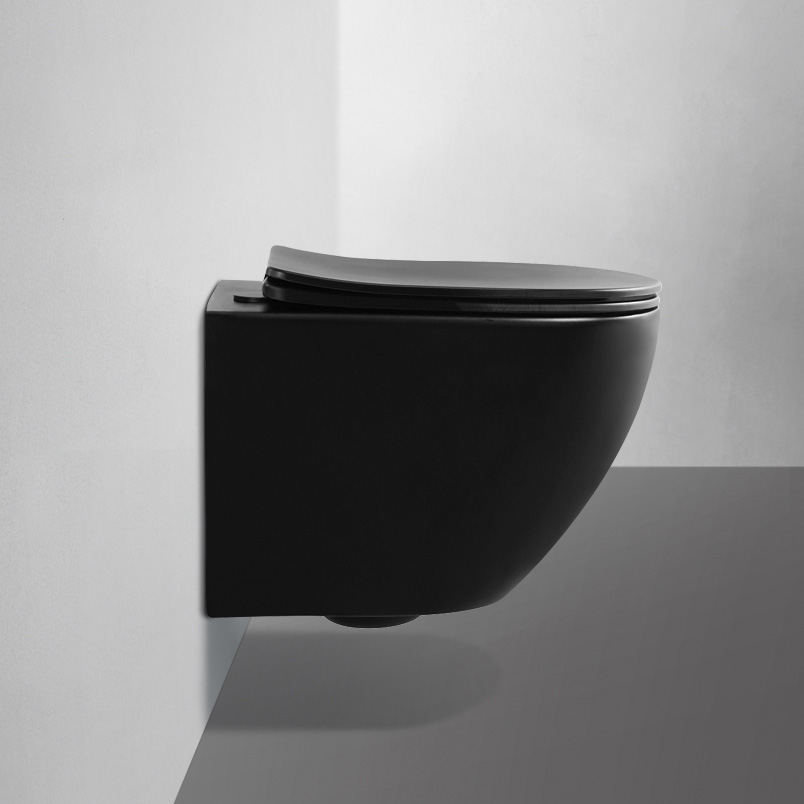 картинка Унитаз Bequem подвесной черный матовый безободковый AC1100MB Abber 