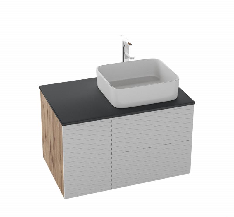 картинка Тумба подвесная Альба 80 с 2-я ящ. веллингтон белый (ум. GR-3016/Олимпия-56) Grossman 