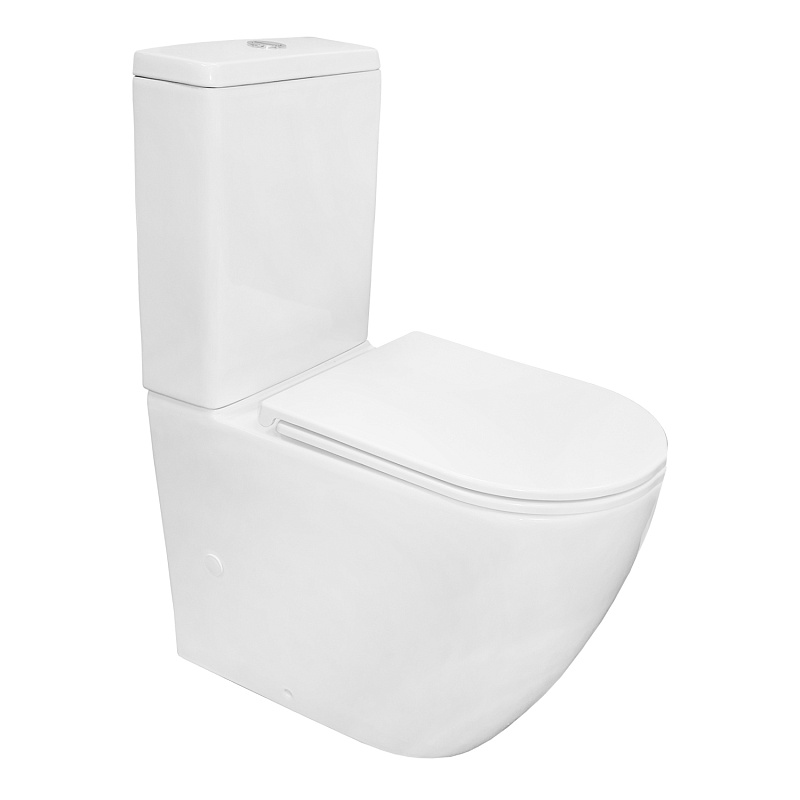 картинка Унитаз Grado напольный безободковый в компл. с бачком и сид. микрол и арматурой AZ-2141 UQ1 Azario 