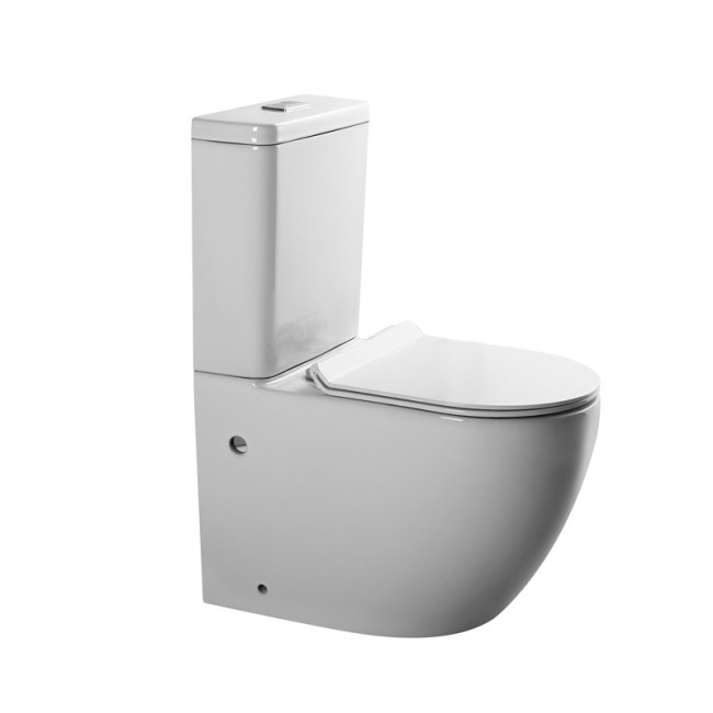 картинка Унитаз-компакт А2809 безободковый, сид. тонкое ДП, уд. патр., крепл., армат., гориз. выпуск Eva Gold 