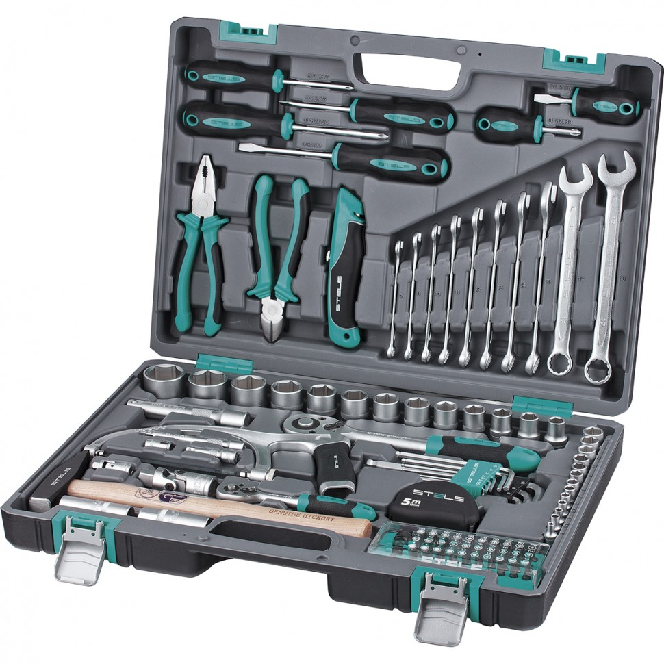 картинка Набор инструментов пластиковый кейс 1/4 CrV 98 предмета Stels 14111 