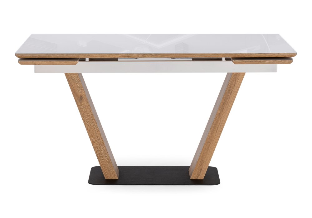 картинка Стол Конор 140(200)*80 ультра белое стекло/белая рама (Ограниченно годен) 