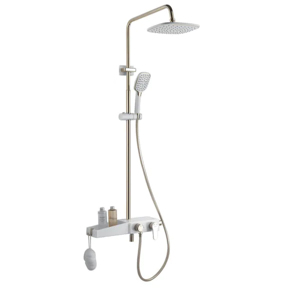 картинка Душевая система AZ-801-1 с поворотным изливом белый золото Azario 