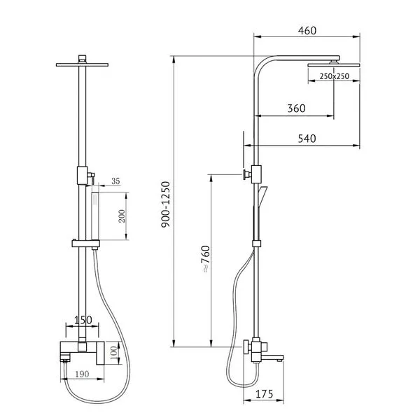 картинка Душевая стойка Daheim с изливом золото матовое AF8216G Abber 
