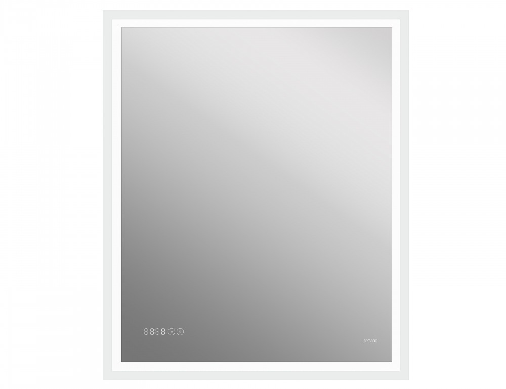 картинка Зеркало Led 080 design pro 70x85 с подсветкой часы с антизапотеванием прямоугольное Cersanit 