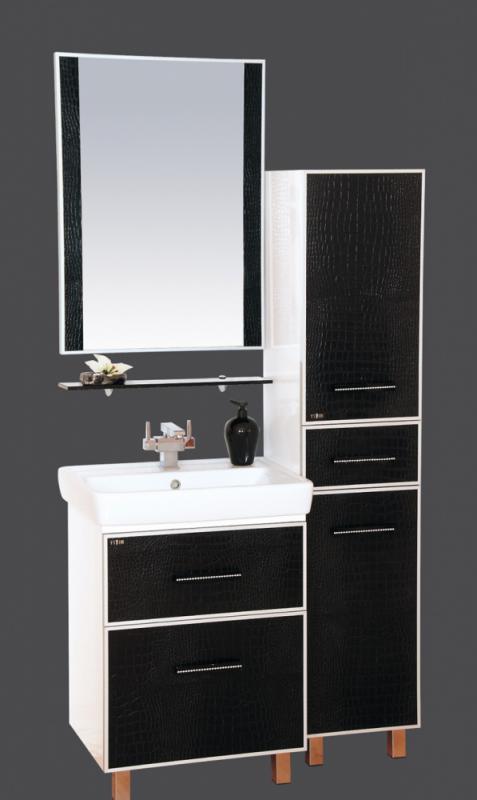 картинка Тумба Гранд luxe 70 с 2 ящ бело/черная кожа cristallo ум. Дрея Q70 Misty 