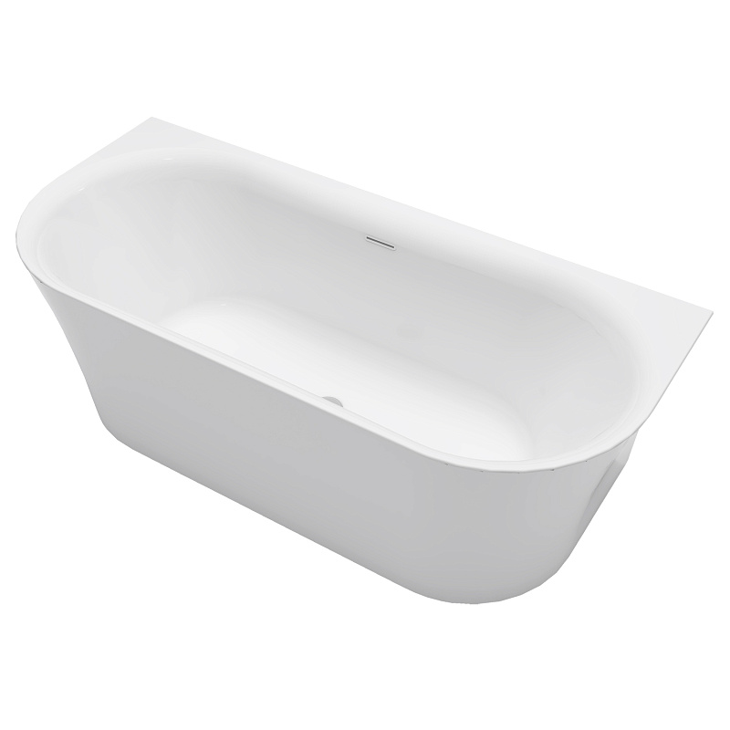 картинка Ванна Engels 180*75*58 акриловая пристенная в комплекте с сифоном и металлической рамой Azario 