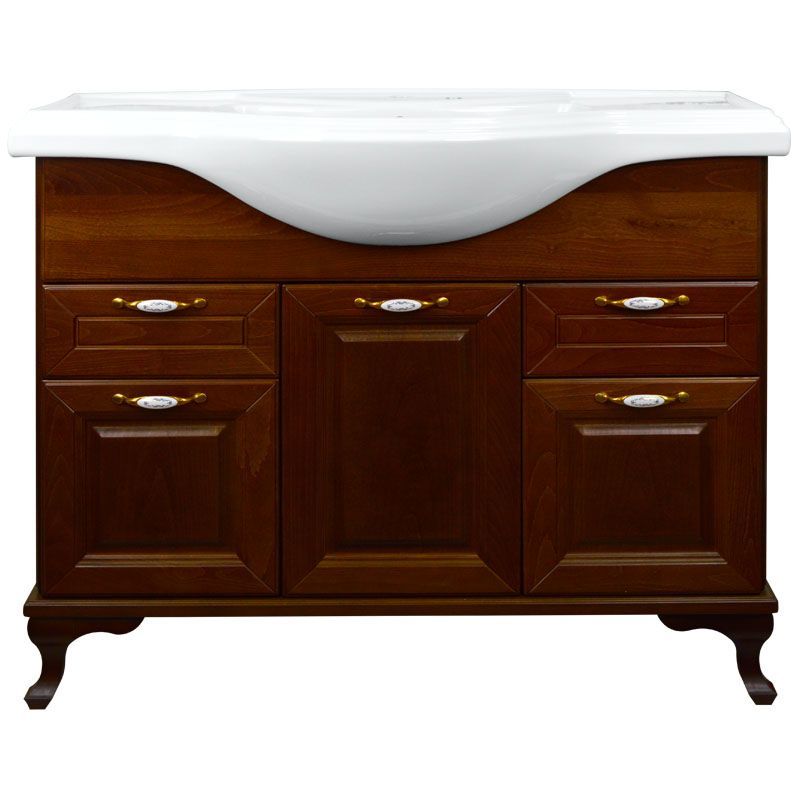 картинка Тумба Пандора 800 темный орех (массив Бук) с раковиной Классик 800 Loranto 