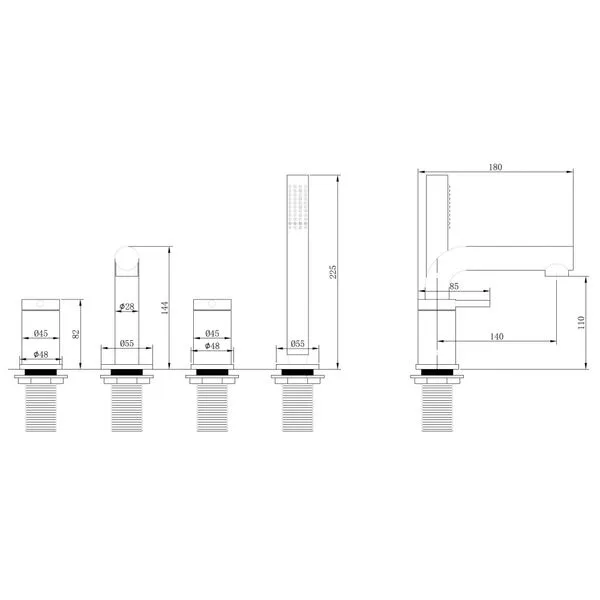 картинка Смеситель Emotion на борт ванны, золото матовое AF8813G Abber 