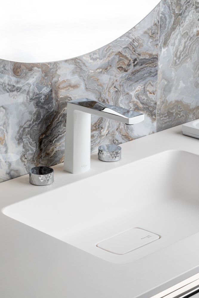 картинка Столешница-моноблок Rombo corian 120 см белая Boheme 