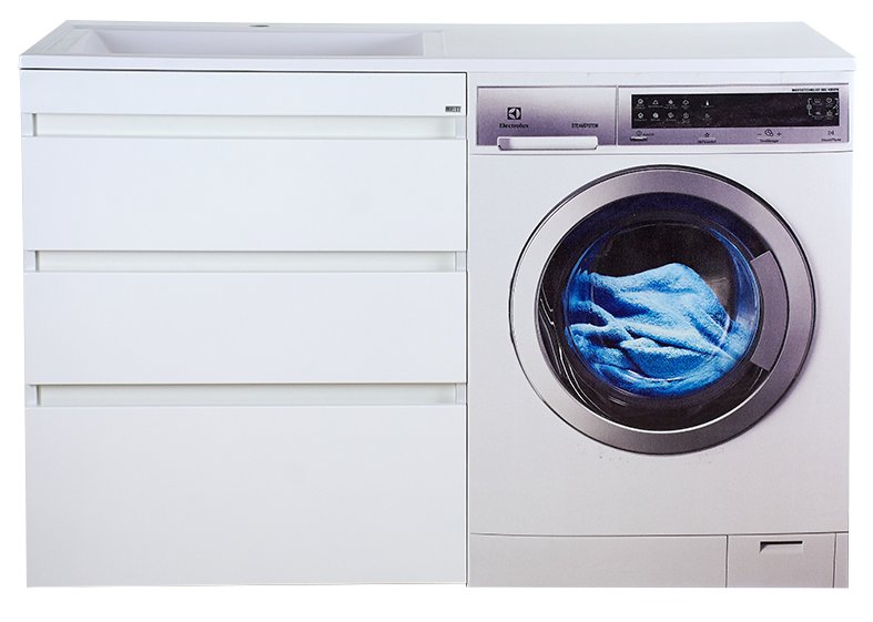 картинка Тумба Фостер 70 напольная 3 ящ. под ст-ую машину белая ум. Гавана 130 L Misty 