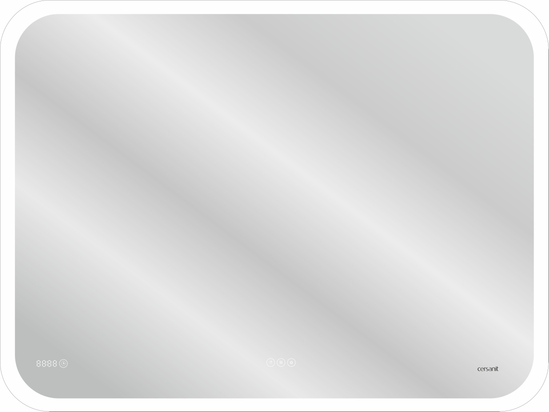 картинка Зеркало Led 070 pro 80*60 с подсветкой,сенсор,антизапотевание,часы ф-ция Cersanit 