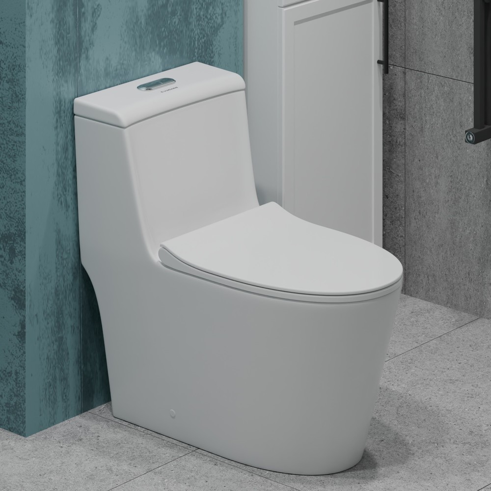 картинка Унитаз-моноблок T1087 безобод. круговой смыв, сид. тонкое ДП, армат. (с гофрой и подвод.) Eva Gold 