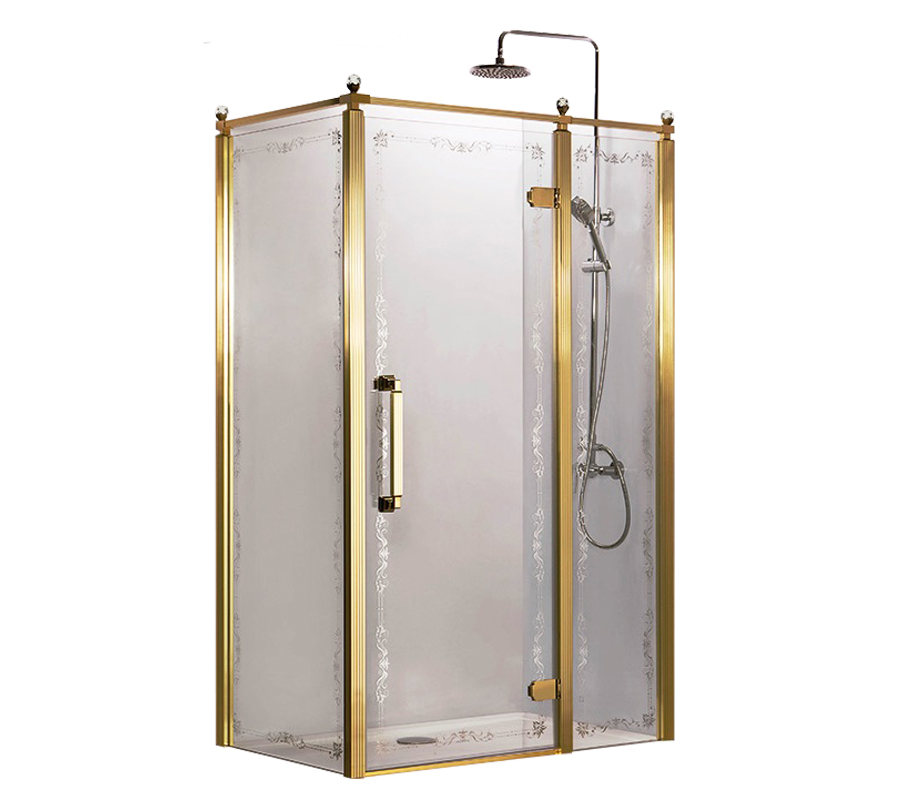 картинка Ограждение душевое AZ-NBB1231-R (900*1200*2000) с узором без поддона золото Azario 