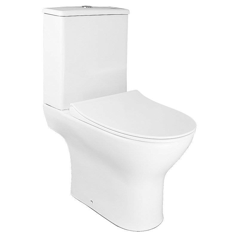 картинка Унитаз Mist AZ-45 напольный безободковый с микролифтом, сиденье дюропласт Azario 